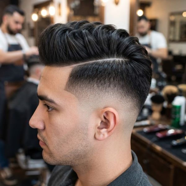 High Fade With Hard Part