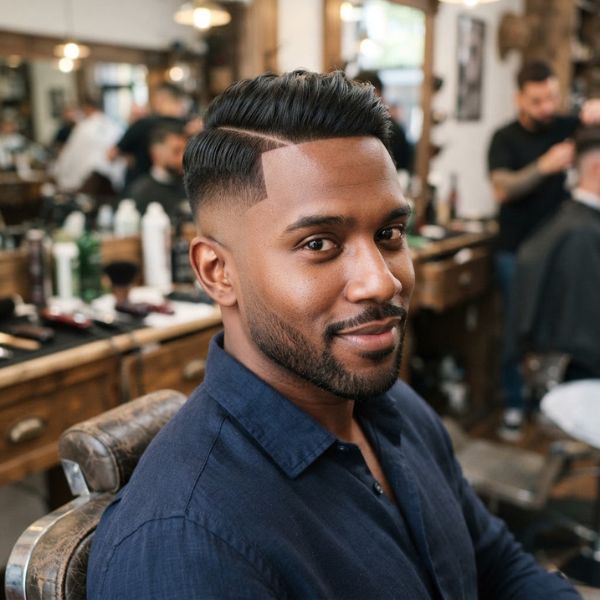 High Fade With Side Part